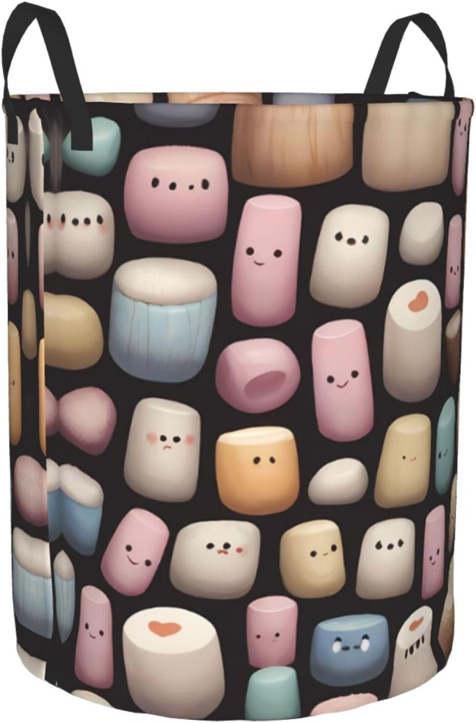 Colorful cotton candy Round Single-layer Laundry Basket, Portable Storage Laundry Basket, Bedroom Clothes Storage Basket with Handle