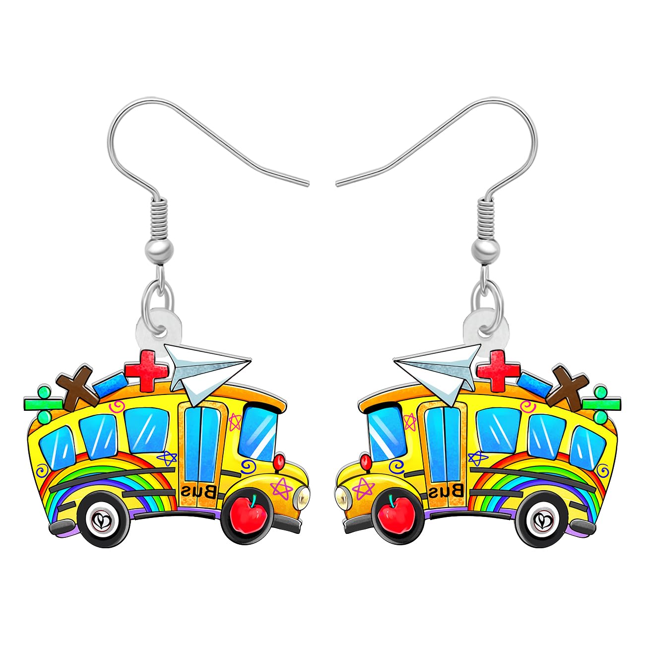 NEWEI Acryl Vintage Buch Stack Ohrringe hängend für Damen Mädchen Buchliebhaber Bibliothekar Geschenke niedlich Lehrer Student Anerkennung Graduierung baumeln Schmuck für zurück zu Schule