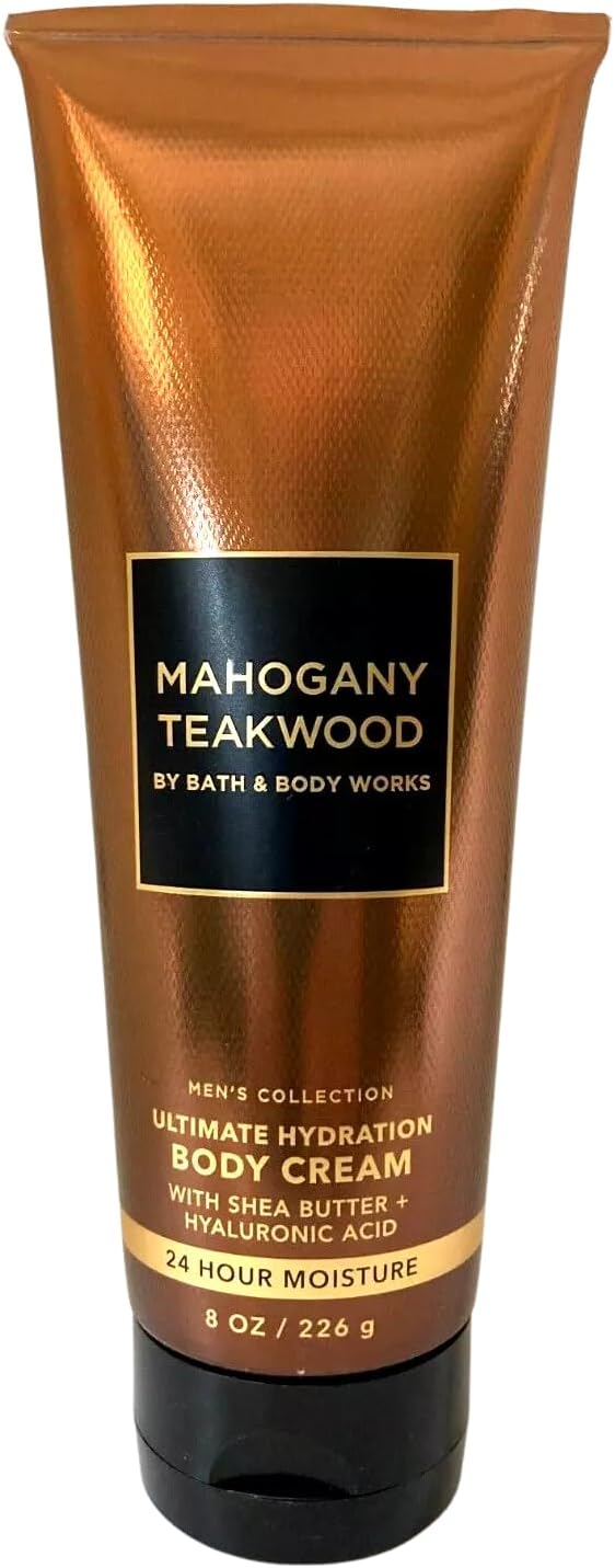 Bath & Body Ultimate Hydration Body Cream with Shea Butter, 8 Oz. - Men's Collection (Full Size, Mahogany Teakwood)