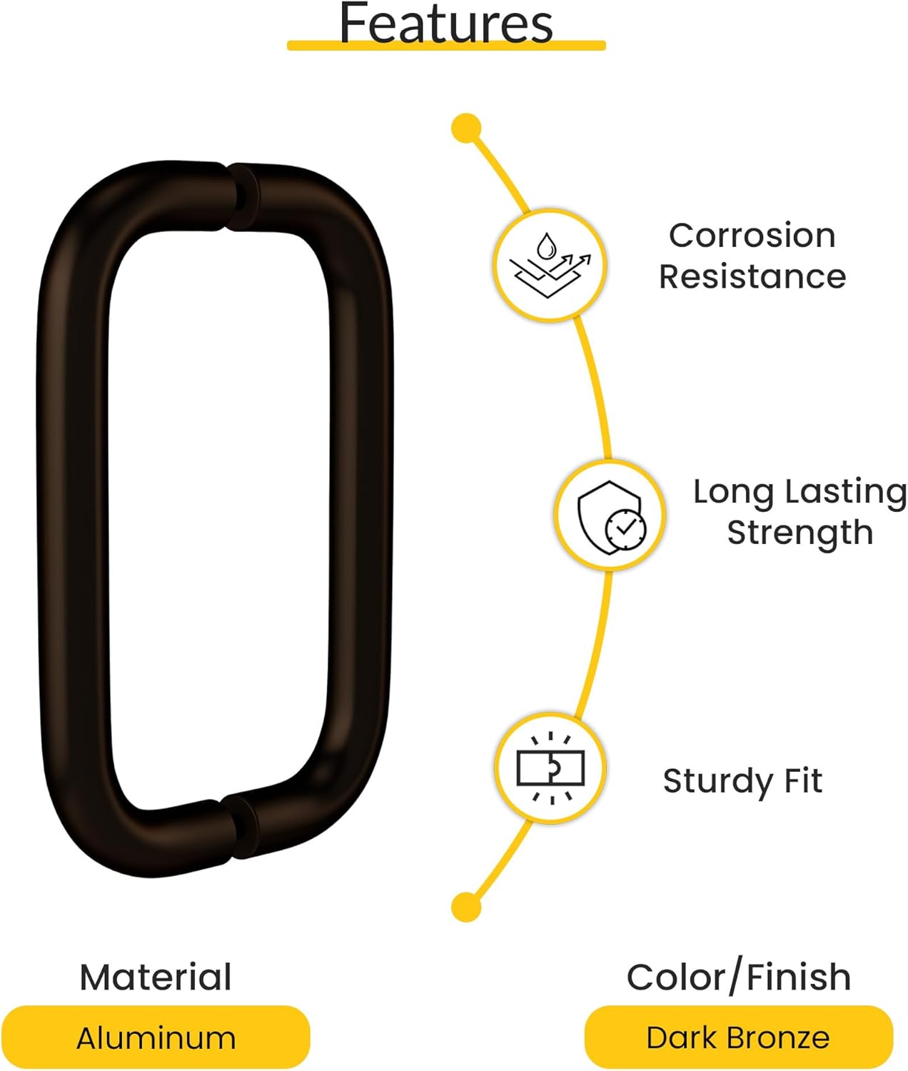 BRIXWELL Straight Back-to-Back Pull Handle Aluminum Material, Dark Bronze Finish, 11" Total Length, 10" Center-to-Center, 1" Diameter, 3-1/4" Projection