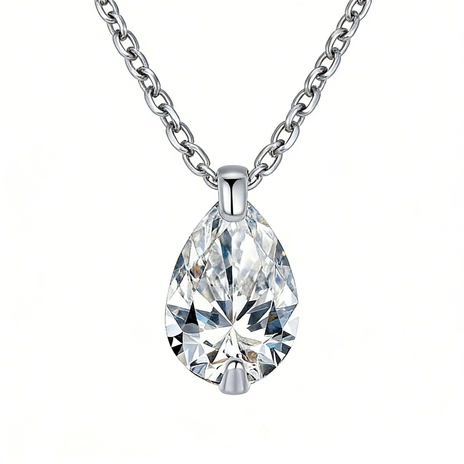 Collar de oro de 14 quilates para mujer, collares simples y delicados de moissanita en forma de gota de agua para mujer, oro blanco de 9 quilates, 14 quilates y 18 quilates