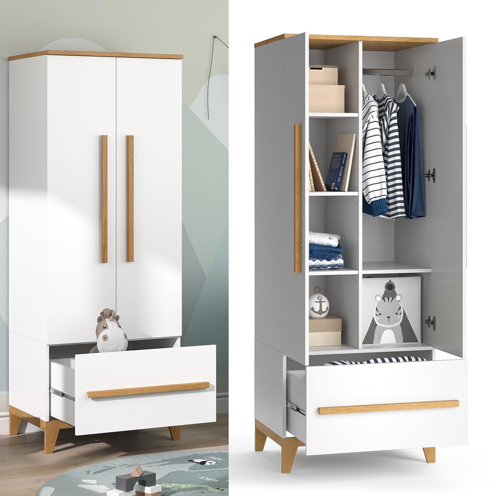 VitaliSpa Guardaroba bambini Malia Bianco 70x186.8 cm