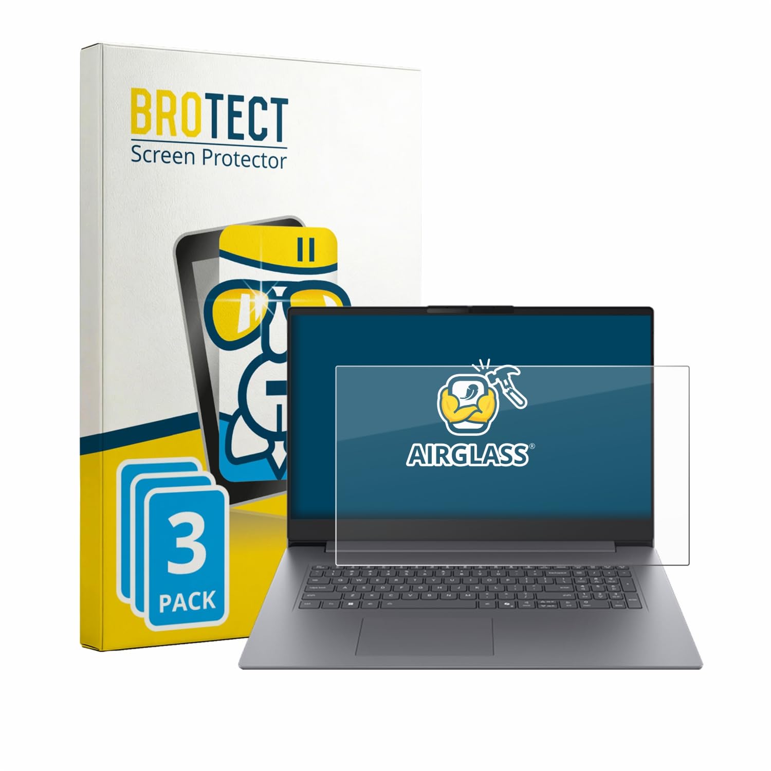 brotect 3 Pezzi Pellicola Vetro per Lenovo IdeaPad Slim 3i Gen 11 17" | Chiara Protezione Schermo Made in Germany, Durezza 9H Anti-Graffio Glass Screen Protector