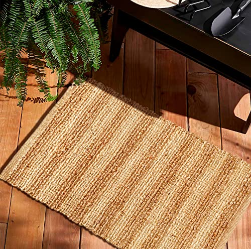 Jute Handloom Rug 3X5 Feet Floor Mat 36X60 Inch, Farmhouse Area Rugs, Natural Braided Doormat For Kitchen Entryway Pets Playing Rugs - Natural #TOP1