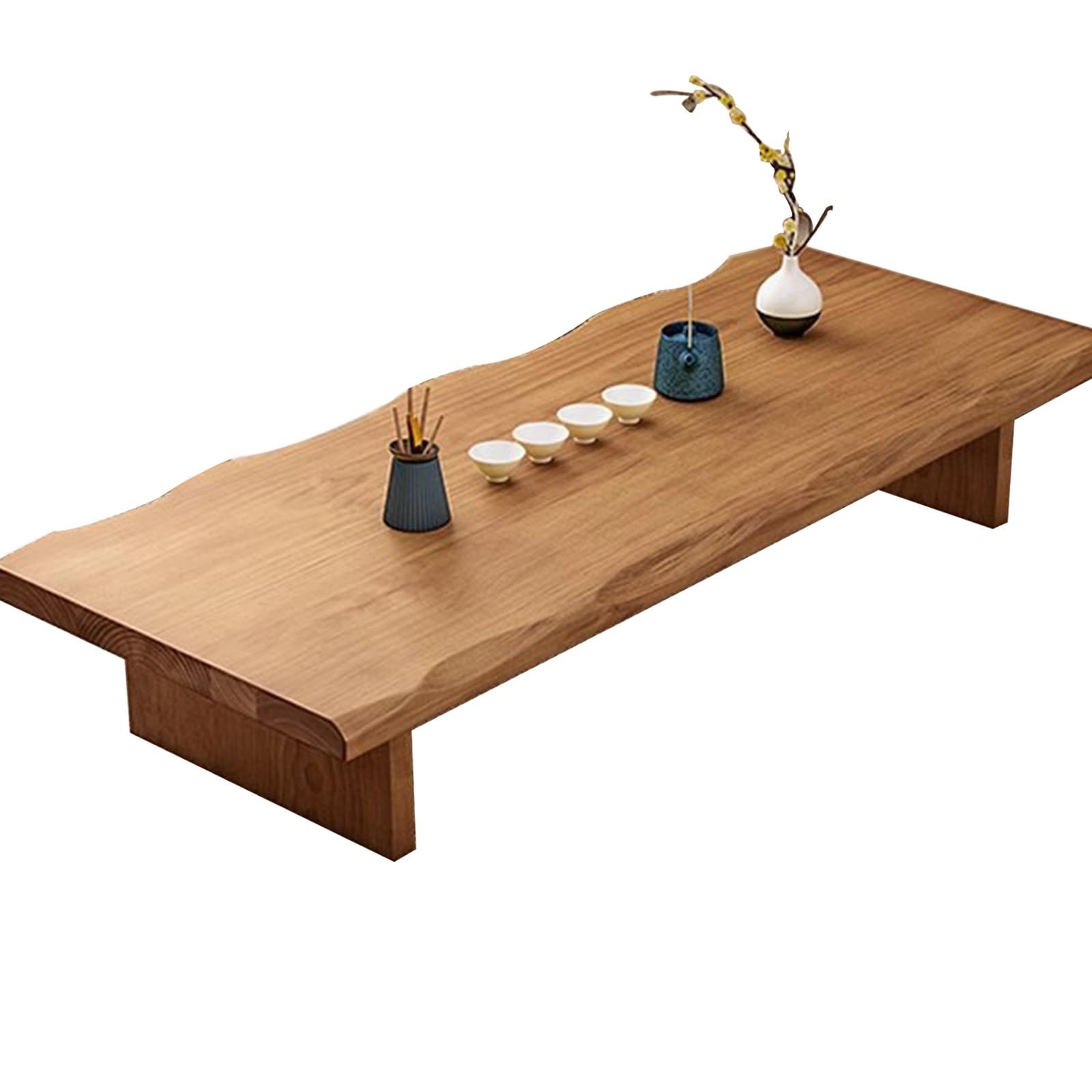 Table à thé japonaise en bois massif pour optimiser un petit salon de style zen