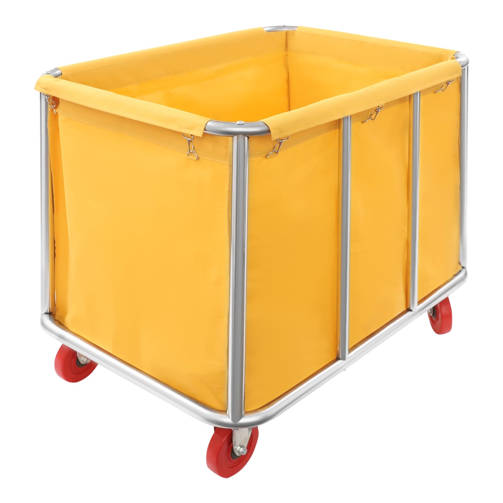 Carrello per la biancheria, grande, in acciaio inox, con borsa Oxford, 4 ruote scorrevoli, bordi lisci, alta capacità di carico 117 kg, per alberghi, ospedali, case di cura