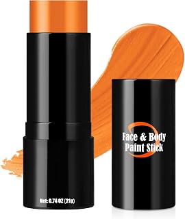 Pumpkin Orange Face Body Paint Stick, Cream Blendable Face Paint,Orange Eye Black Baseball/Softball, Face Painting for Halloween Pumpkin Special Effects SFX Cosplay Makeup