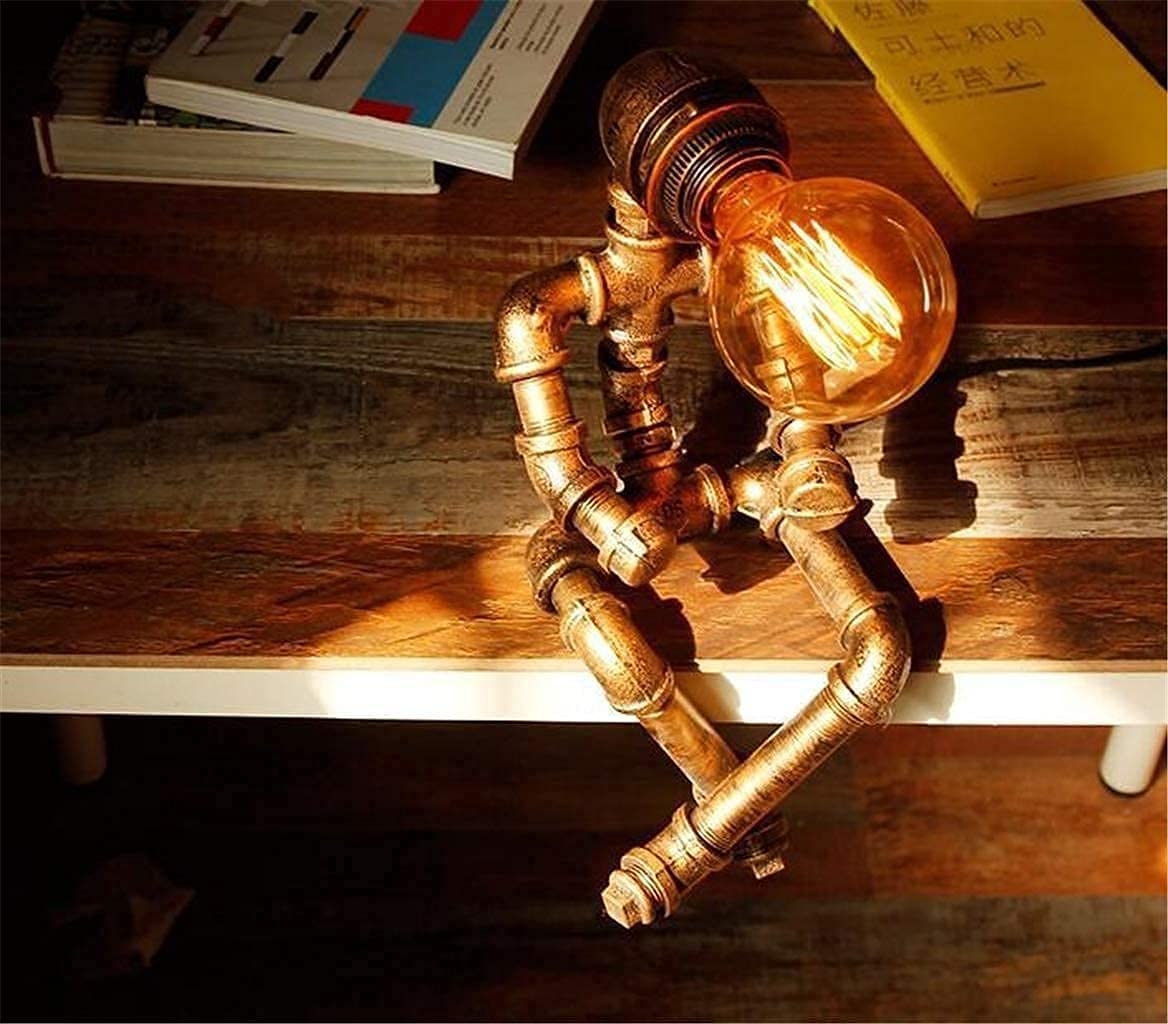 Lampada da tavolo vintage Lampada da tavolo per robot industriale in ferro retrò Lampada da tavolo Steampunk,Applica aBar, Caffetteria, Comodino, Camera da Letto