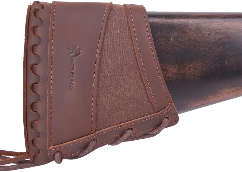 Miniatura 2 de Tas Trost Almohadilla reductora de retroceso de lona de cuero para rifles, escopetas, almohadilla antideslizante de culata