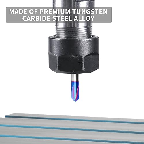 Miniatura 6 de Broca en V de 90 grados de 14 pulgadas, fresadora de extremo de chaflán CNC de carburo, broca de 4 flautas en V con revestimiento nano azul para