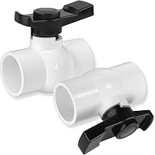 2 inch PVC Ball Valve, 2pcs Slip PVC Shut Off Water Valves with Double Socket Full Flow Port, Schedule 40 Plastic Control Valve, Using for Commercial Swimming Pool, Irrigation System