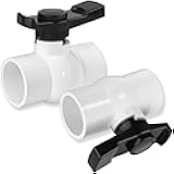 FANOVO 2 inch PVC Ball Valve, 2pcs Slip PVC Shut Off Water Valves with Double Socket Full Flow Port, Schedule 40 Plastic Control Valve, Using for Commercial、Swimming Pool, Irrigation System