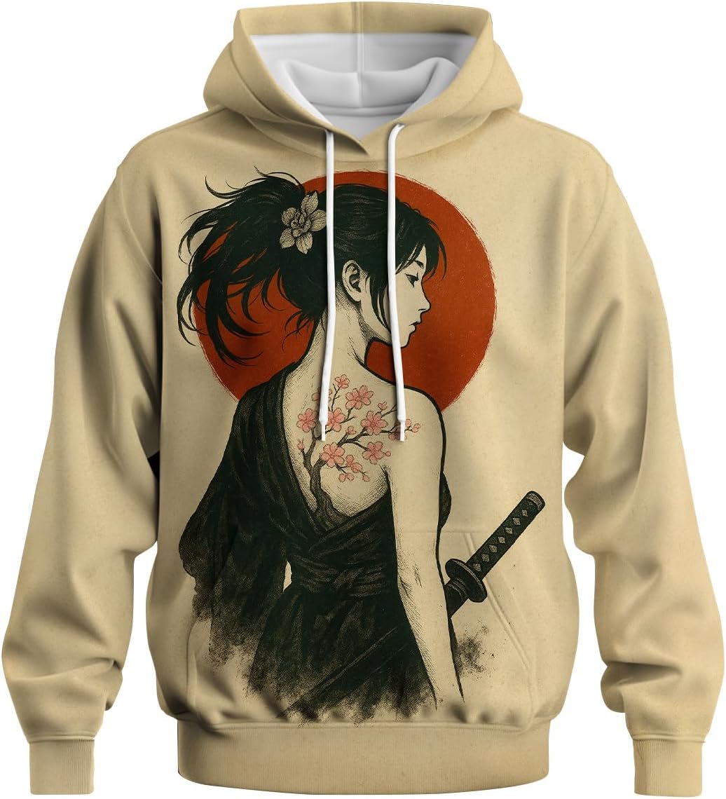 Novelty Long Sleeve Hoodie Funny Fashion Samurai Anime Sweatshirts