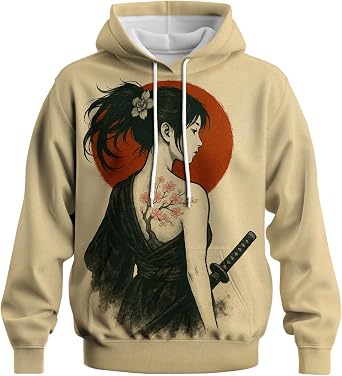 Novelty Long Sleeve Hoodie Funny Fashion Samurai Anime Sweatshirts