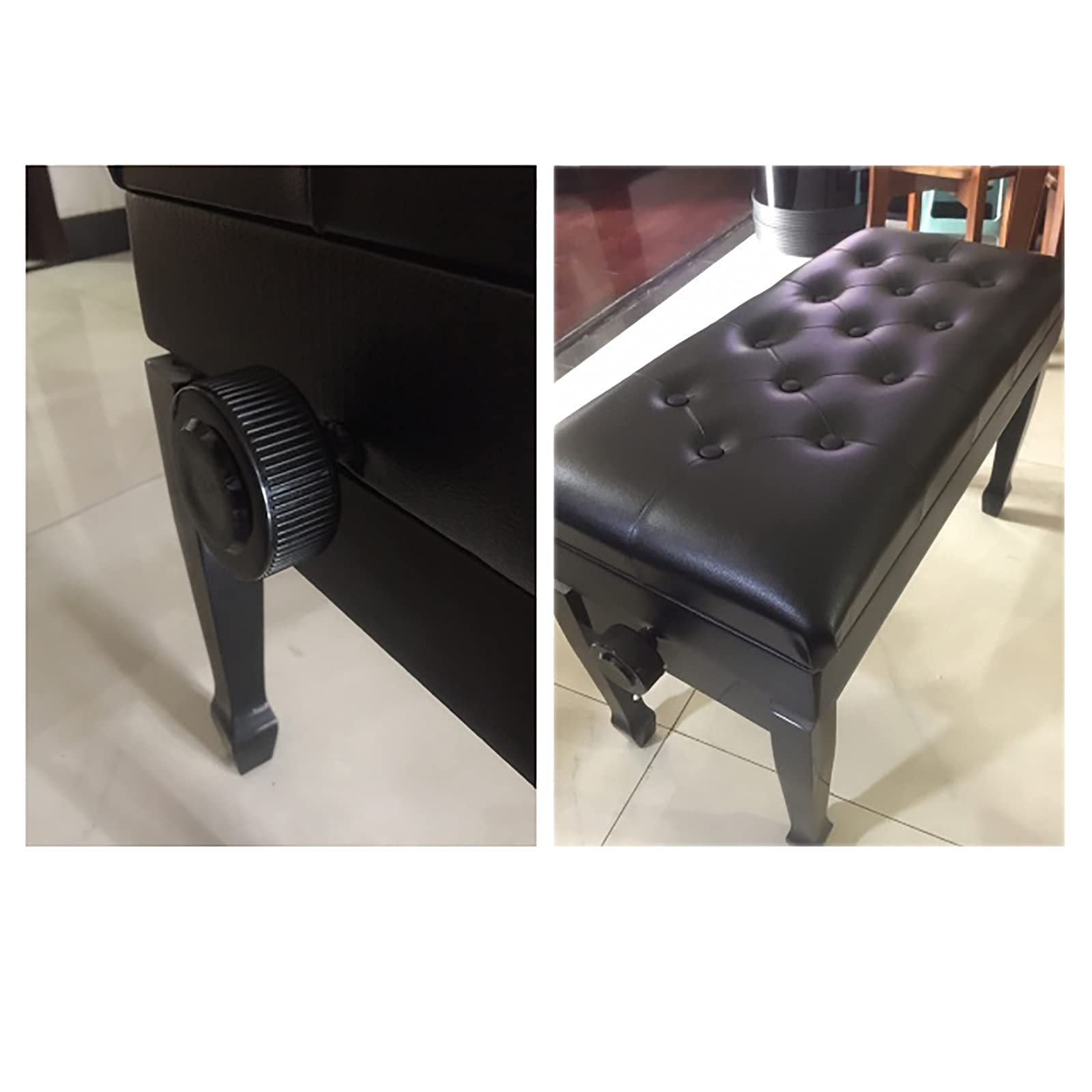 Leder-Klavierbank, verstellbarer Klavierhocker, Duett, PU-Leder, Aufbewahrungsbank mit verstecktem Musikfach, Musik-Keyboard-Bank, einfach zusammenzubauen