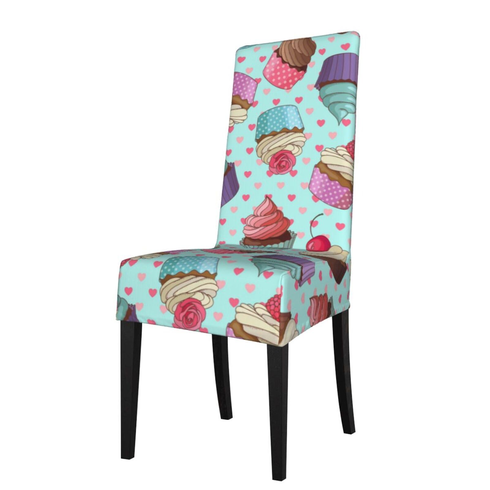 LKYMOH Cupcake Pattern Printed, Chair Covers Stretch Chair Slipcovers for Dining Room, for Party Pet Protection Universal Fit Soft Polyester