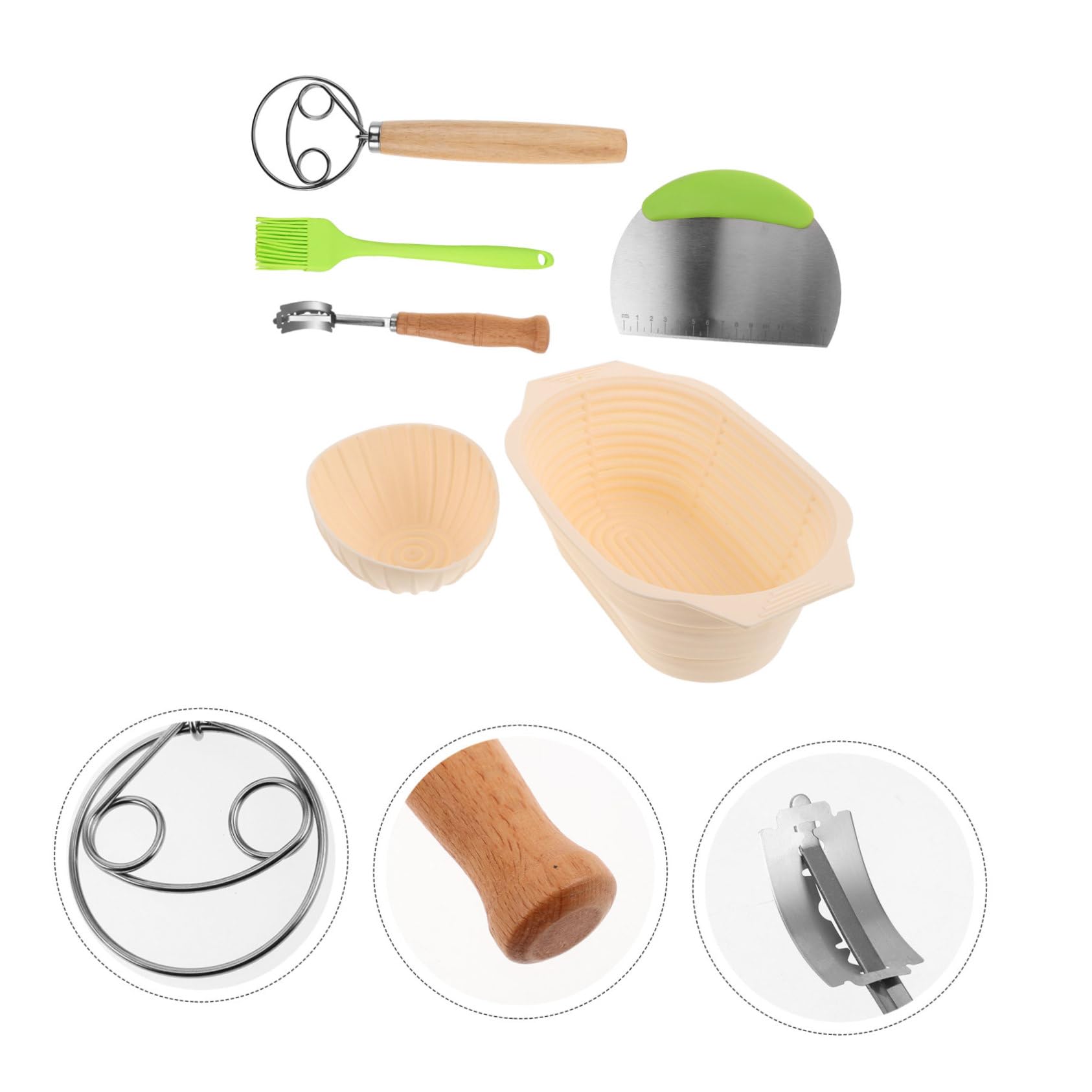 Cesta para Fermentar Pan Banneton de Silicona, 1 Juego | Redonda y Plegable, Resistente a Altas Temperaturas, Incluye Accesorios de Corte, Mezcla y Pincel