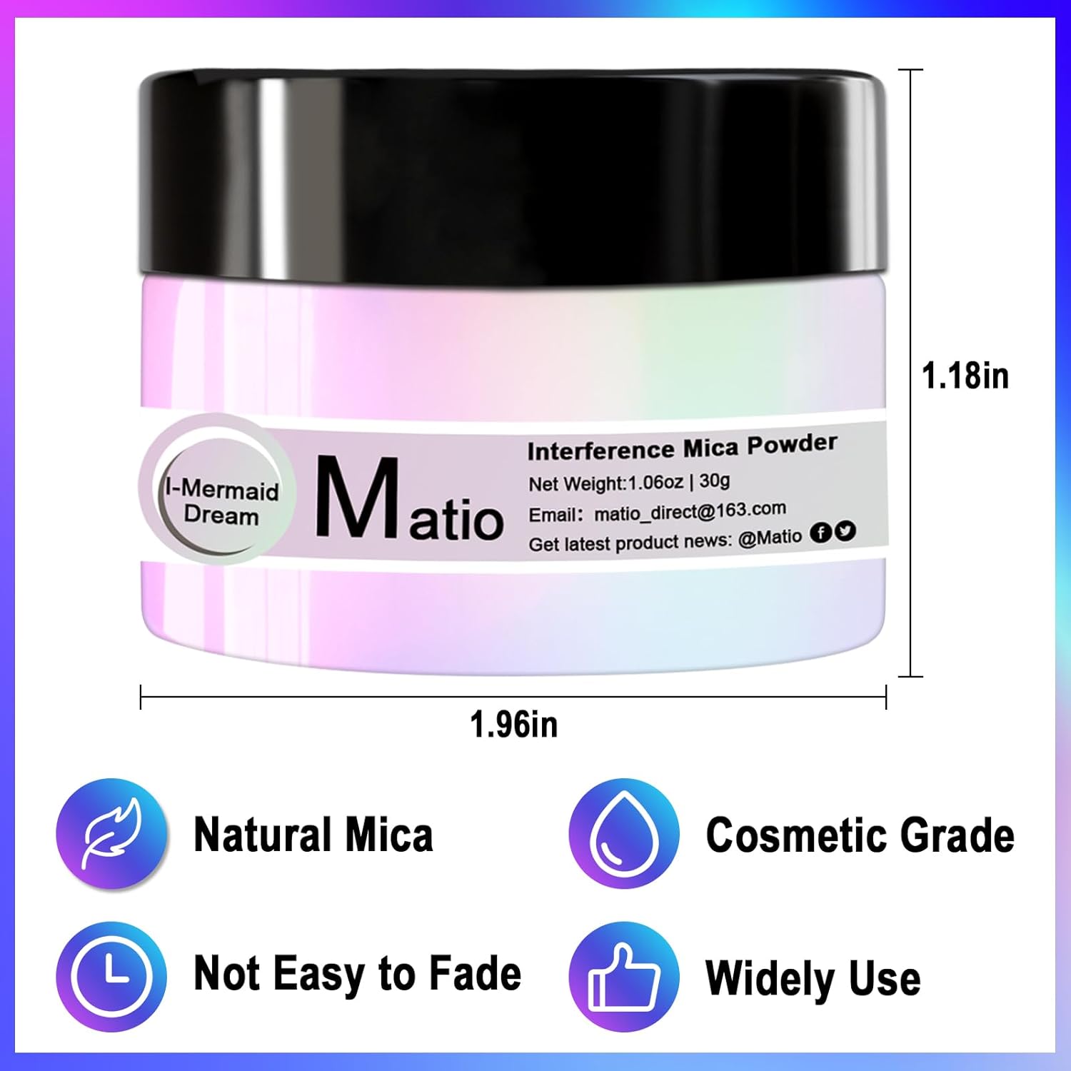 Matio Interference Mica Powder, 1.06oz/ 30g Ghost Coral Chrome Powder, Pearlescent Effect Color Shift Pigment for Epoxy Resin, Makeup Shimmer, Nail Polish,Soap Dye,Candle Making,Paint - Image 4