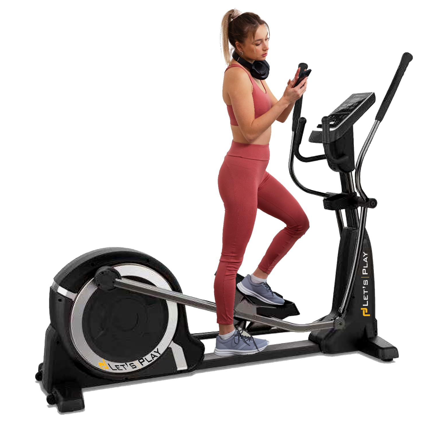 LET'S PLAY Commercial Elliptical Cross Trainer for Home & Gym - Full Body Cardio Workout Machine with 36Kg Flywheel, 32 Level Magnetic Resistance, 150Kg Weight Support