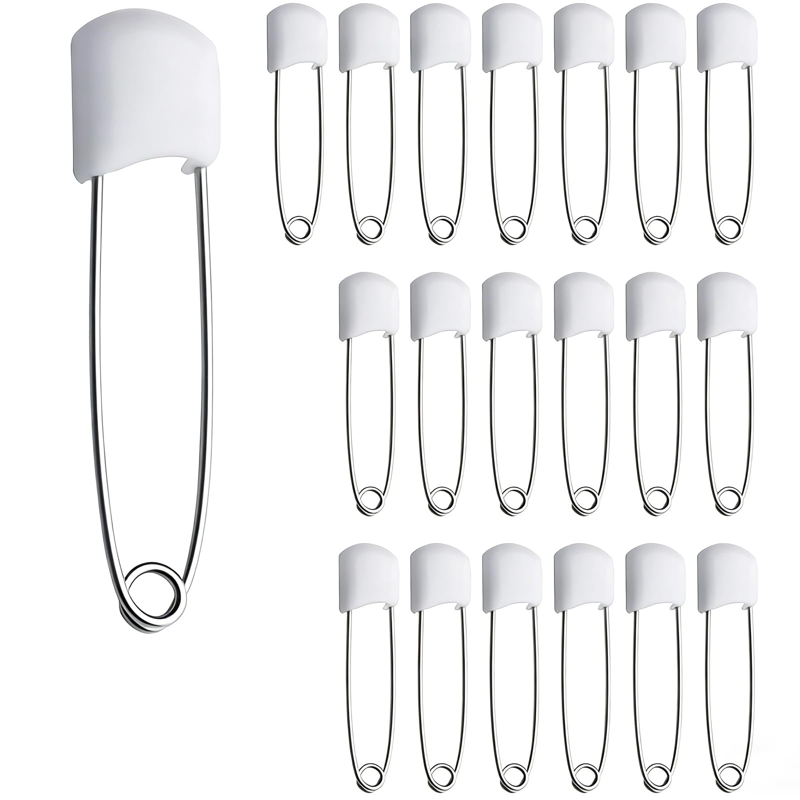 VNIDJGB 20 Pcs Nappy Pins,2.2 Inch Stainless Steel Nappy Pins Safety Lock,Durable Hold Locking Safety Pin for Clothes,Head Fasteners Pin for Prefold Nappies,Terry Squares,Diaper Clothes