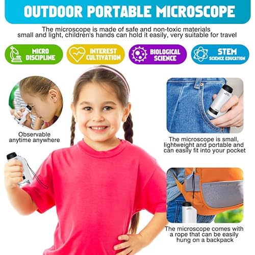 image for CUKU Portable Microscope for Kids Zoom 60x-180x,Handheld Mini Microsco