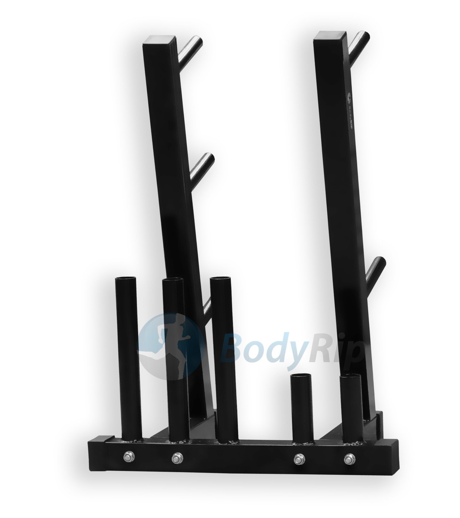 BodyRip 1" Standard Weight Disc Plate and Barbell Rack Stand Angled