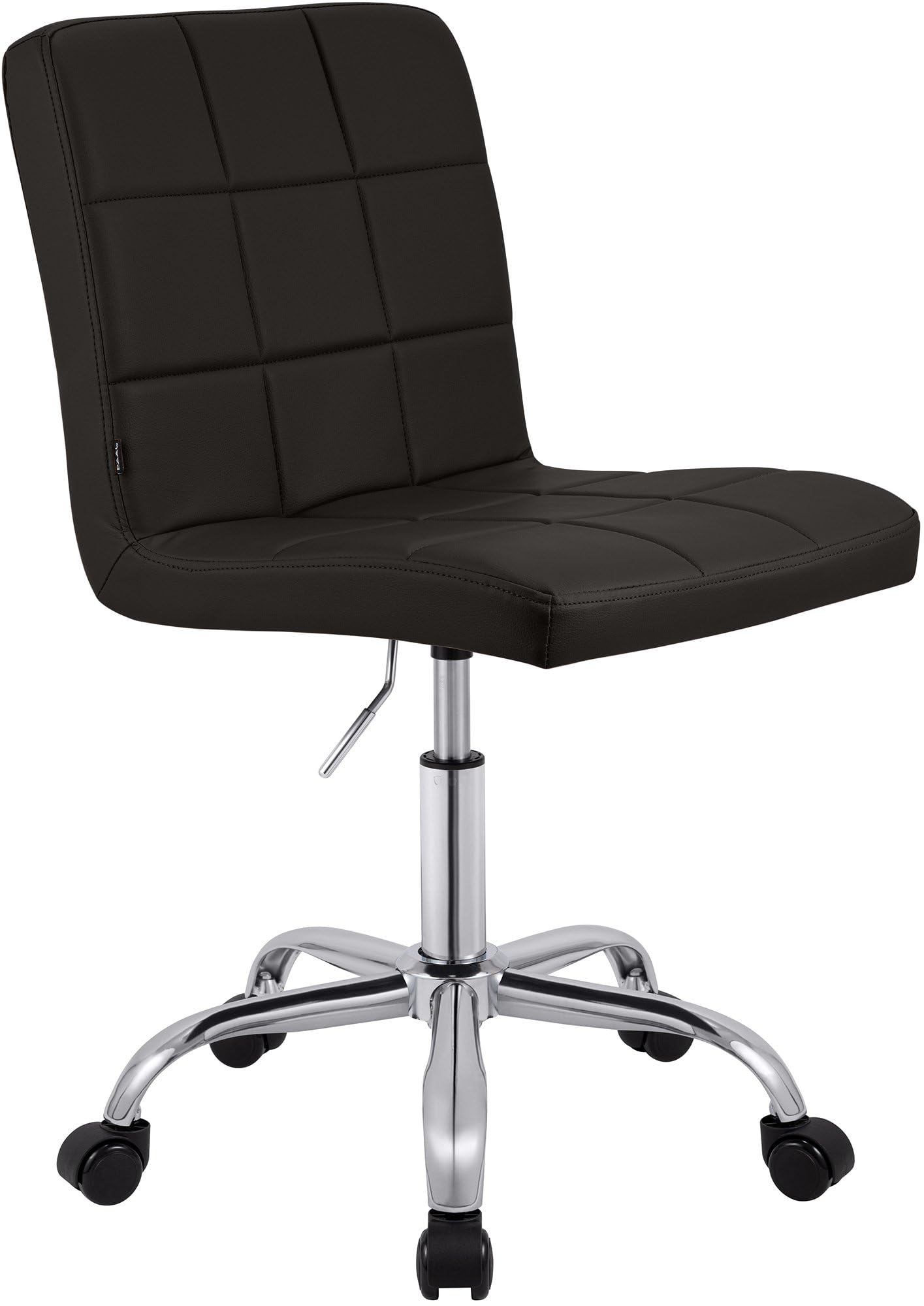 CLP Tabouret de Travail réglable en Hauteur avec Dossier et roulettes Darfield, Chaise Ergonomique pivotante 360°, supportant jusqu'à 150 kg, Couleur:Marron, Matériel:Similicuir