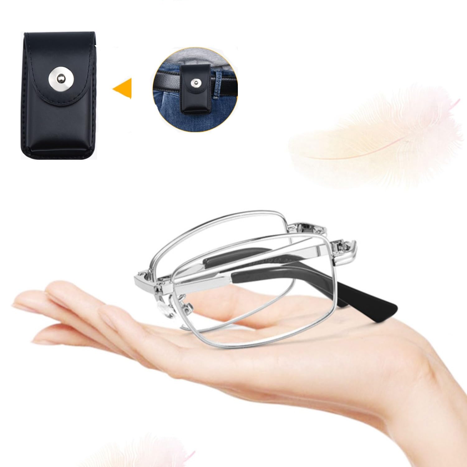 Faltbare Photochrome Lesebrille, Mini Tragbare Computer Lesehilfe, Anti-blaue-UV Polarisierte Sonnenbrille mit Brillenetui geliefer