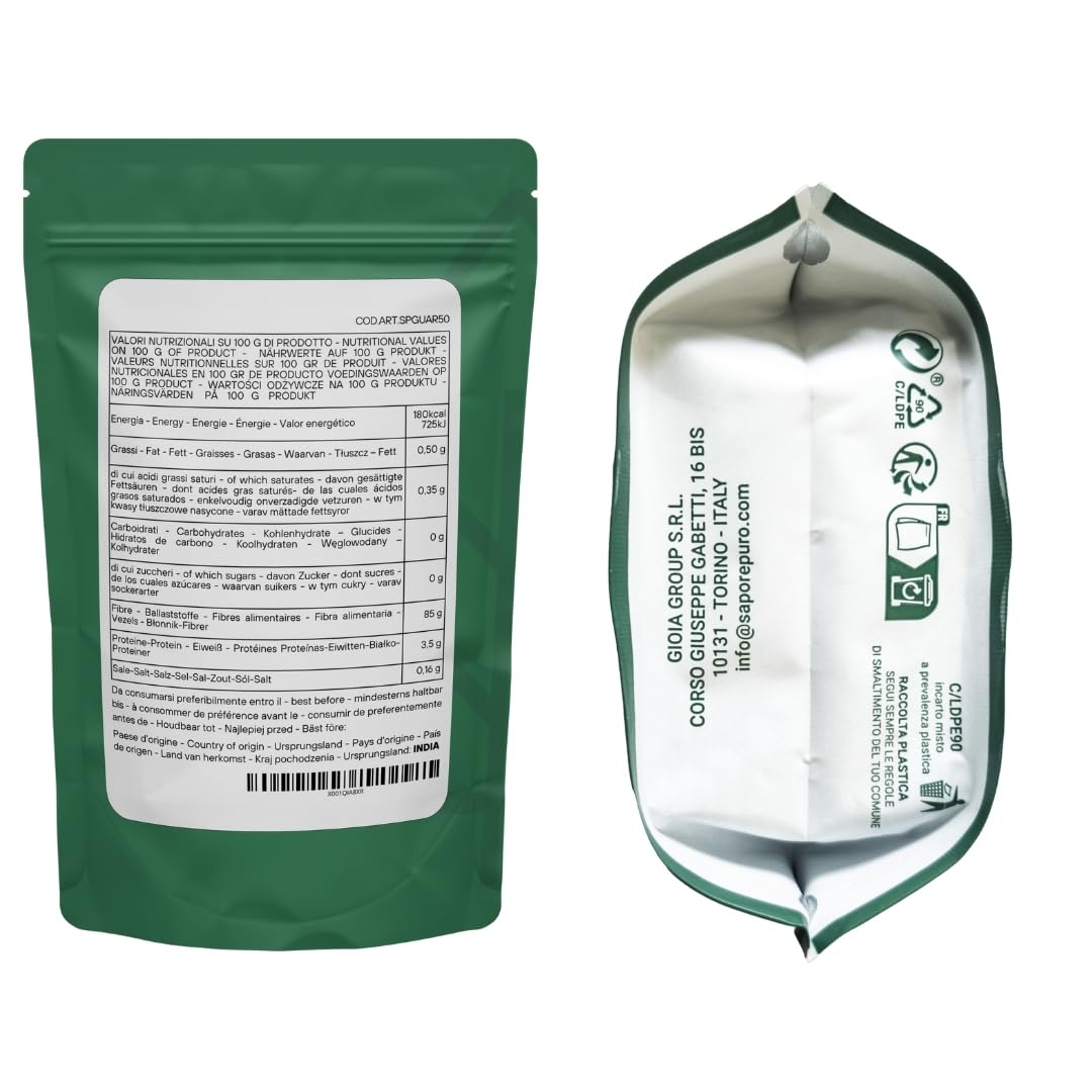 Saporepuro Goma guar en polvo 50 gr - Ideal para helados y sorbetes - 100% puro