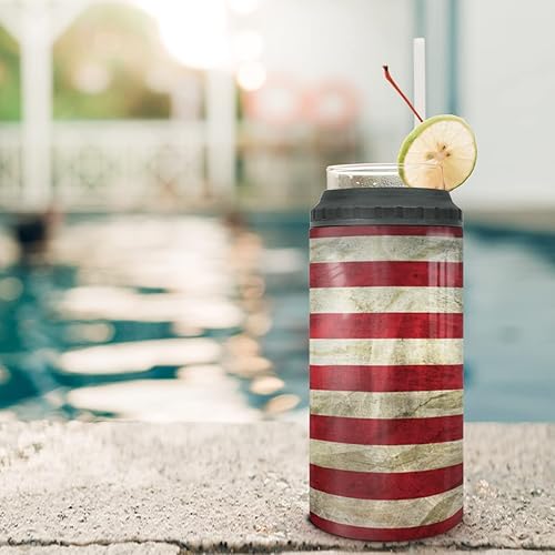 Miniatura 2 de winorax Vaso con diseño de bandera estadounidense 4 en 1 de 16 onzas, vasos aislados de acero inoxidable para el 4 de julio, tazas con tapas, taza