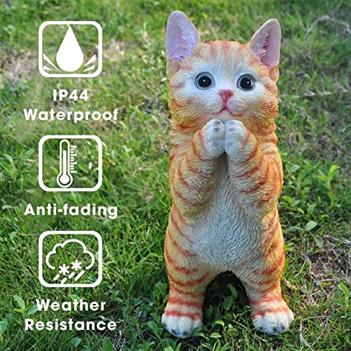 Cat Statue Outdoor Garden Decor Cat Statues For Garden Sculptures And Statues Orange Tabby Sculpture & Figurines Cat Lover Gifts For Women Kitten Yard Patio Decoration #TOP3