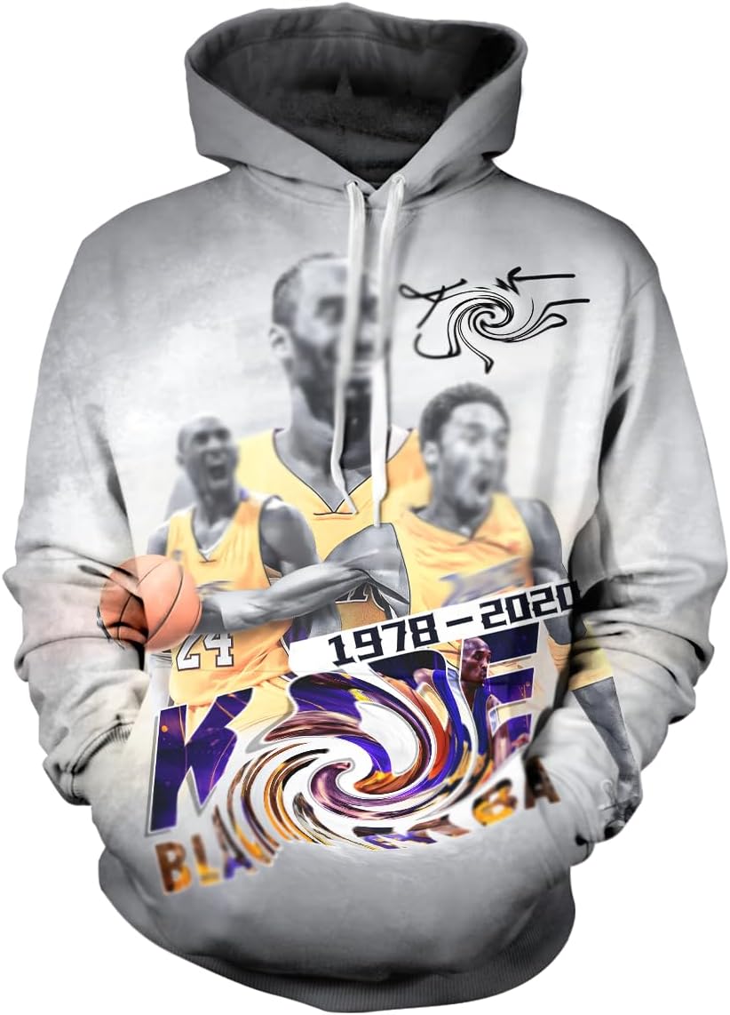 ELGADOBasketball Superstar Hoodie 3D Printed Number 24 Pullover Sweatshirt