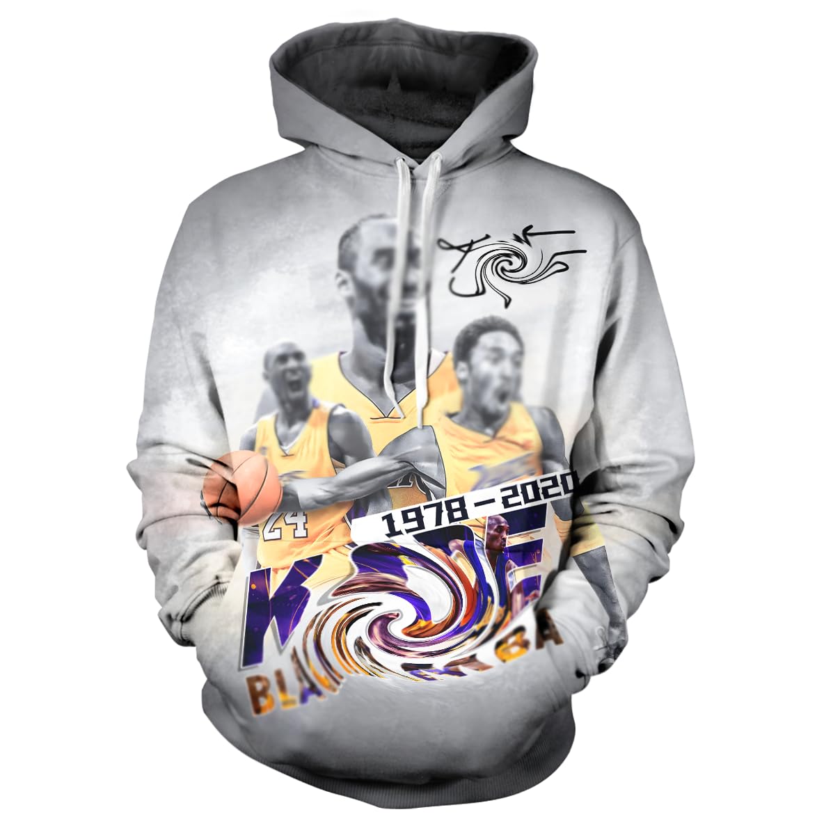 ELGADOBasketball Superstar Hoodie 3D Printed Number 24 Pullover Sweatshirt