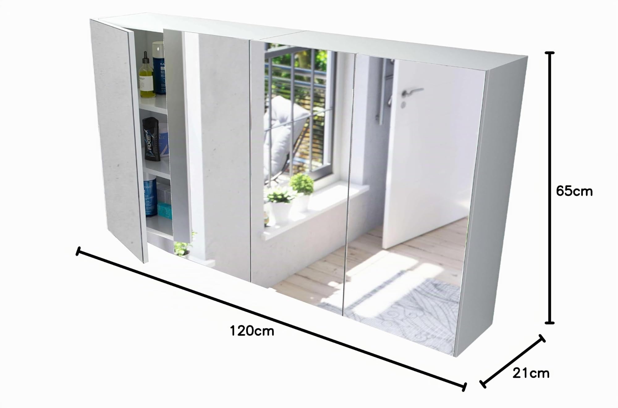 Miroytengo Pack de 2 armarios de baño con Espejo Aseo Color Blanco Brillo Estilo Moderno Mueble 120x65x21 cm