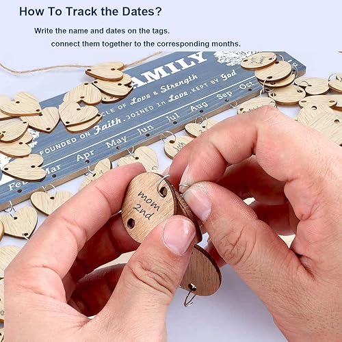 Miniatura 4 de Regalos para la abuela y mamá  Tablero de madera con calendario de cumpleaños de nuestra familia, ayuda al abuelo a recordar cumpleaños, regalo