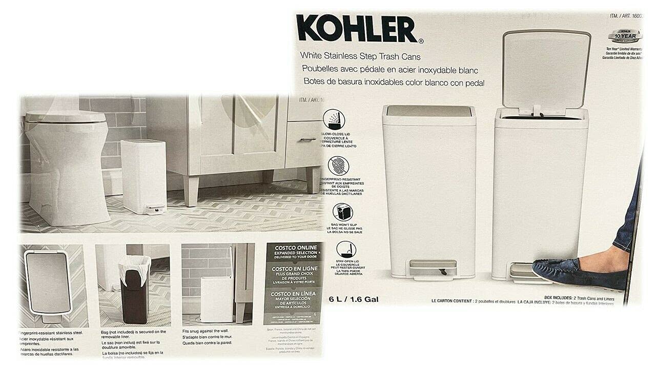 Kohler Trash Cans (6 Liter 2Pack, White Stainless) Amazon.ca Home