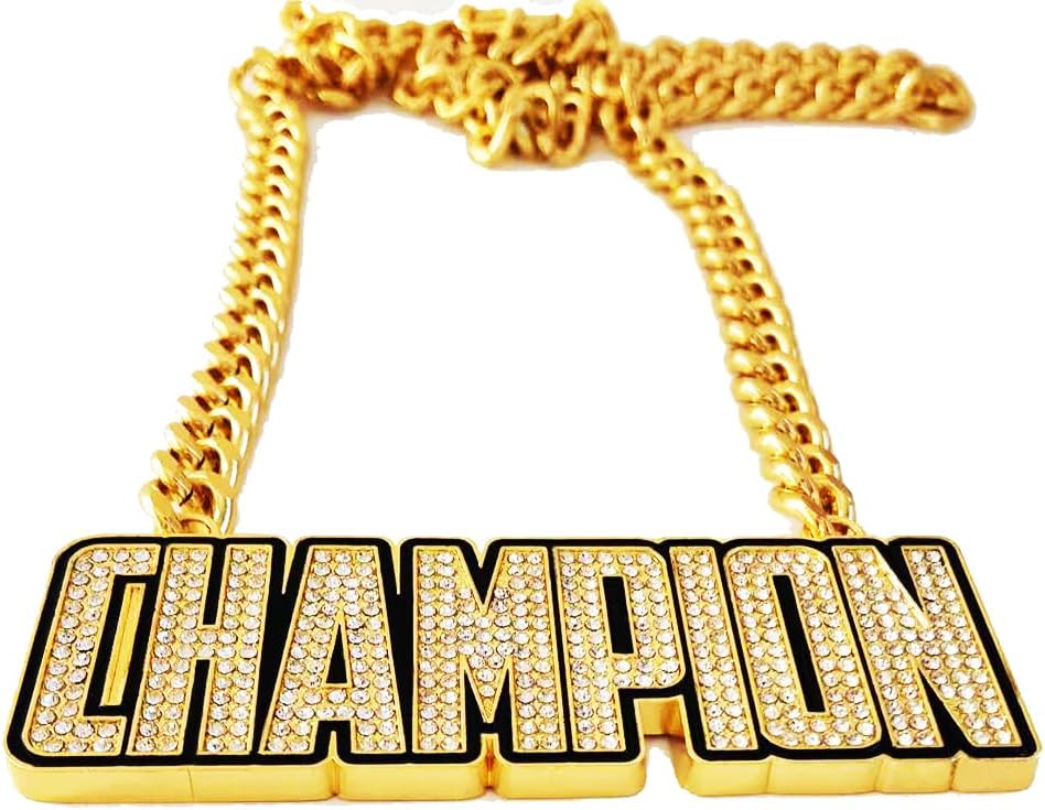 Champion Chains Medal Necklace - MVP Chain Award - Fantasy Football Belt Trophy - Champ Award Winner Prize Trophy Necklace Team Football Soccer Baseball Basketball Softball