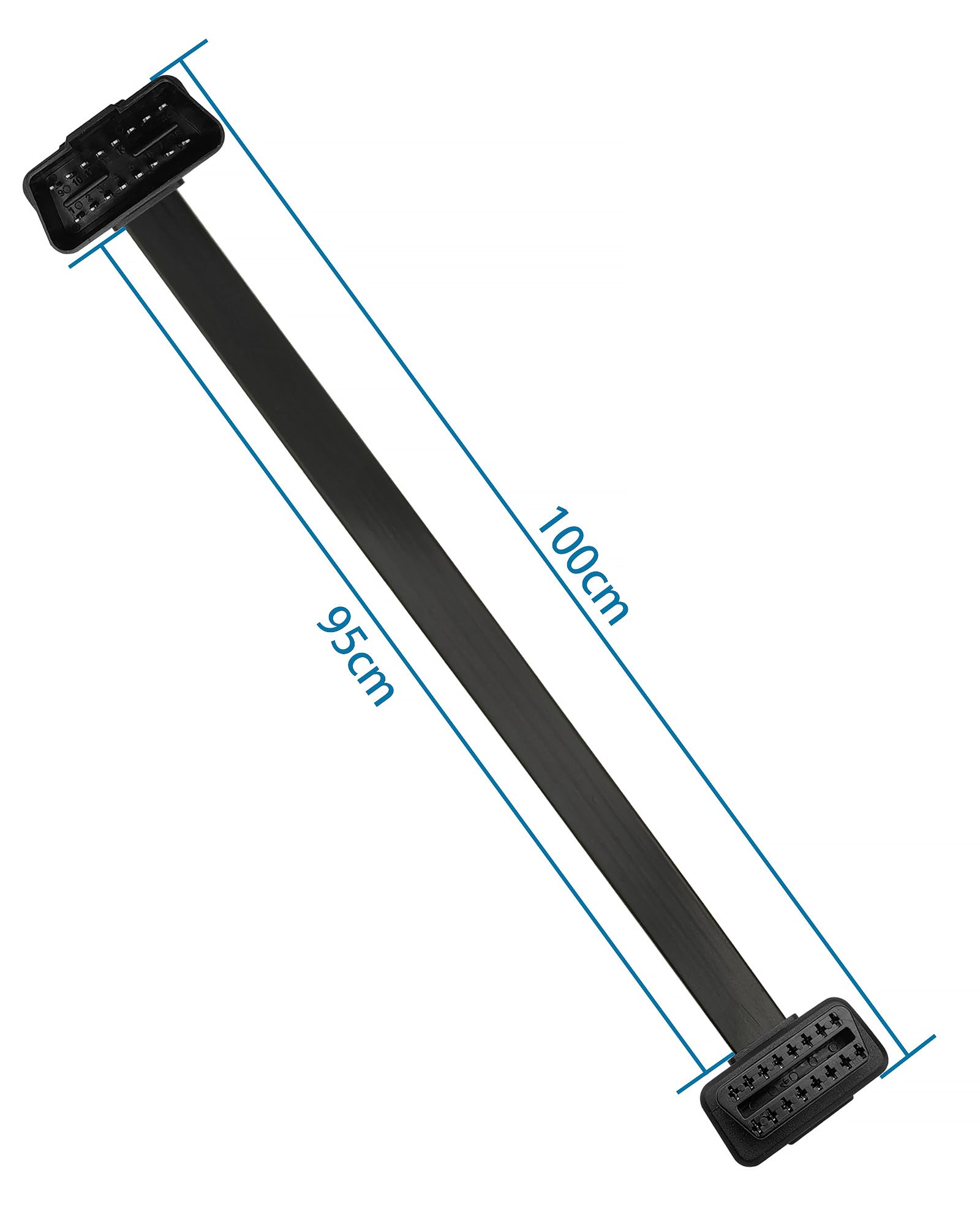 Cavo Prolunga OBD2: 16 Pin Maschio-Femmina Con Connettore Angolato 90°, 0.95m Per Diagnostica Auto