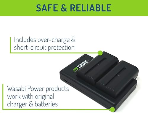 Miniatura 3 de Wasabi Power Batería F550 (paquete de 2) y cargador dual de repuesto para Sony Serie L, NP-F330, NP-F530, NP-F550, NP-F570, CN-160, CN-216, CN126,