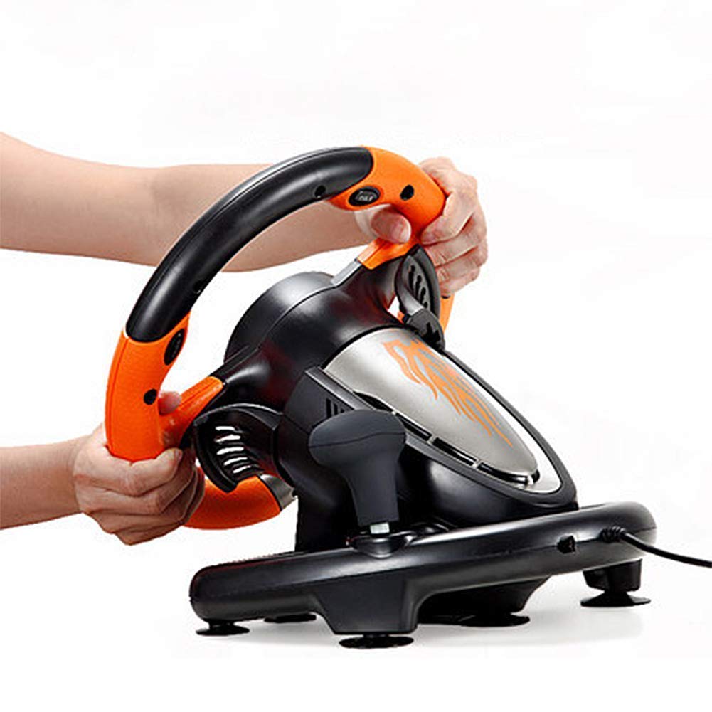 RajoNN Juego de Ordenador, simulación de Volante, simulación de Carreras, Coche de Escuela de conducción con Pedales y Placa de transmisión para PC/PS3/PS4