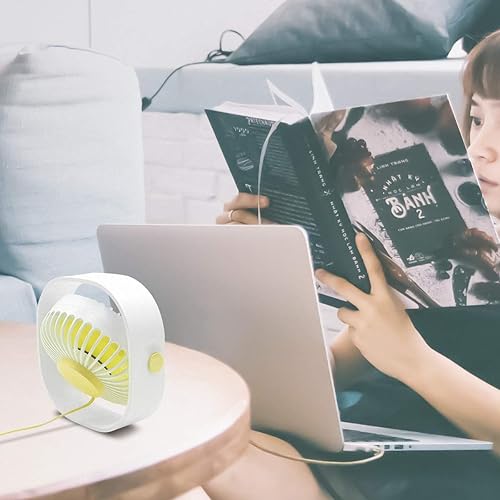 Miniatura 4 de Mini ventilador de escritorio USB de 3 velocidades, mesa de escritorio pequeña personal, ventilador USB silencioso para hogar, oficina, automóvil,