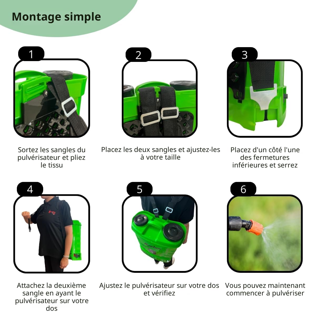 Avalon - Pulvérisateur sac à dos de 2 lances Pack avec pompe de rechange, batterie rechargeable, réservoir 16 l, vert, chargeur de 12 V et 1,7 A