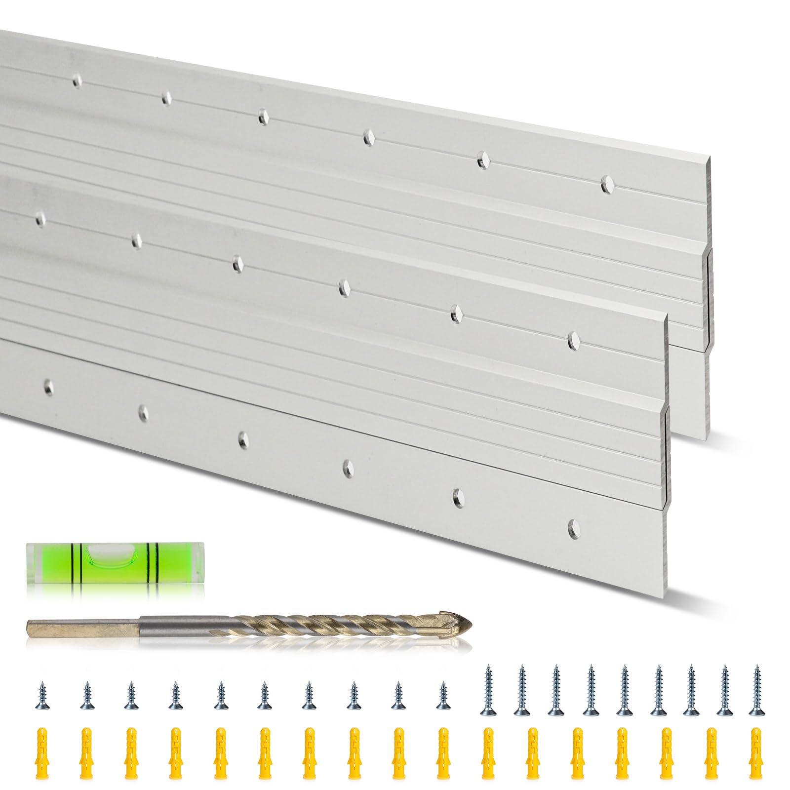 32 Inch French Cleat Hangers (2 Pairs) - Aluminum Z Bar Clips, Heavy Duty Wall Mounting Brackets for Mirrors, Pictures, Whiteboards & More, Supports Up to 200 Lbs