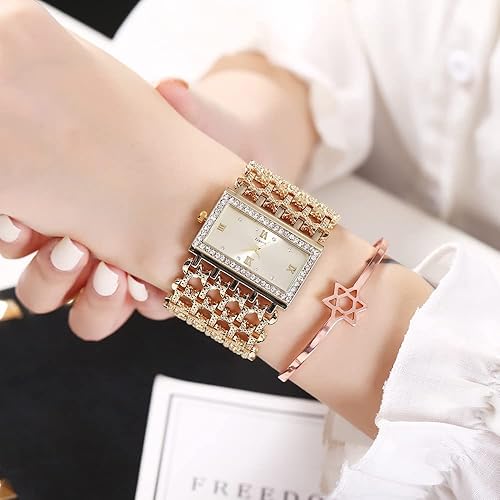 Miniatura 4 de Weicam Reloj de pulsera de cuarzo analógico con esfera cuadrada de cristal para mujer