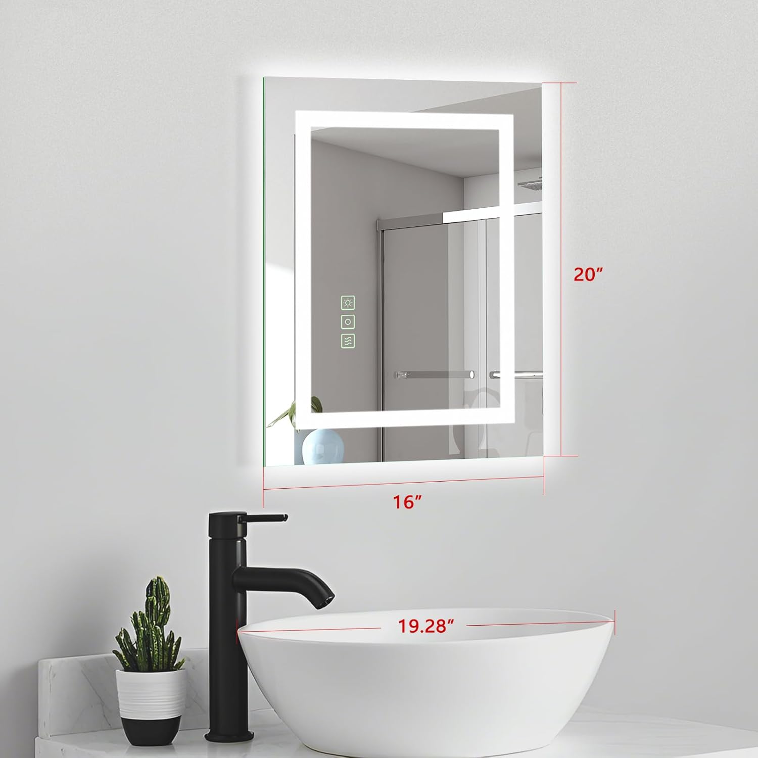 16x20 Inch LED Bathroom Mirror Frameless Vanity Mirror with Lights Backlit and Frontlit Dimmable Anti-Fog (Auto Off) Memory Makeup Wall Mirror for Bedroom Cloakroom Living Room