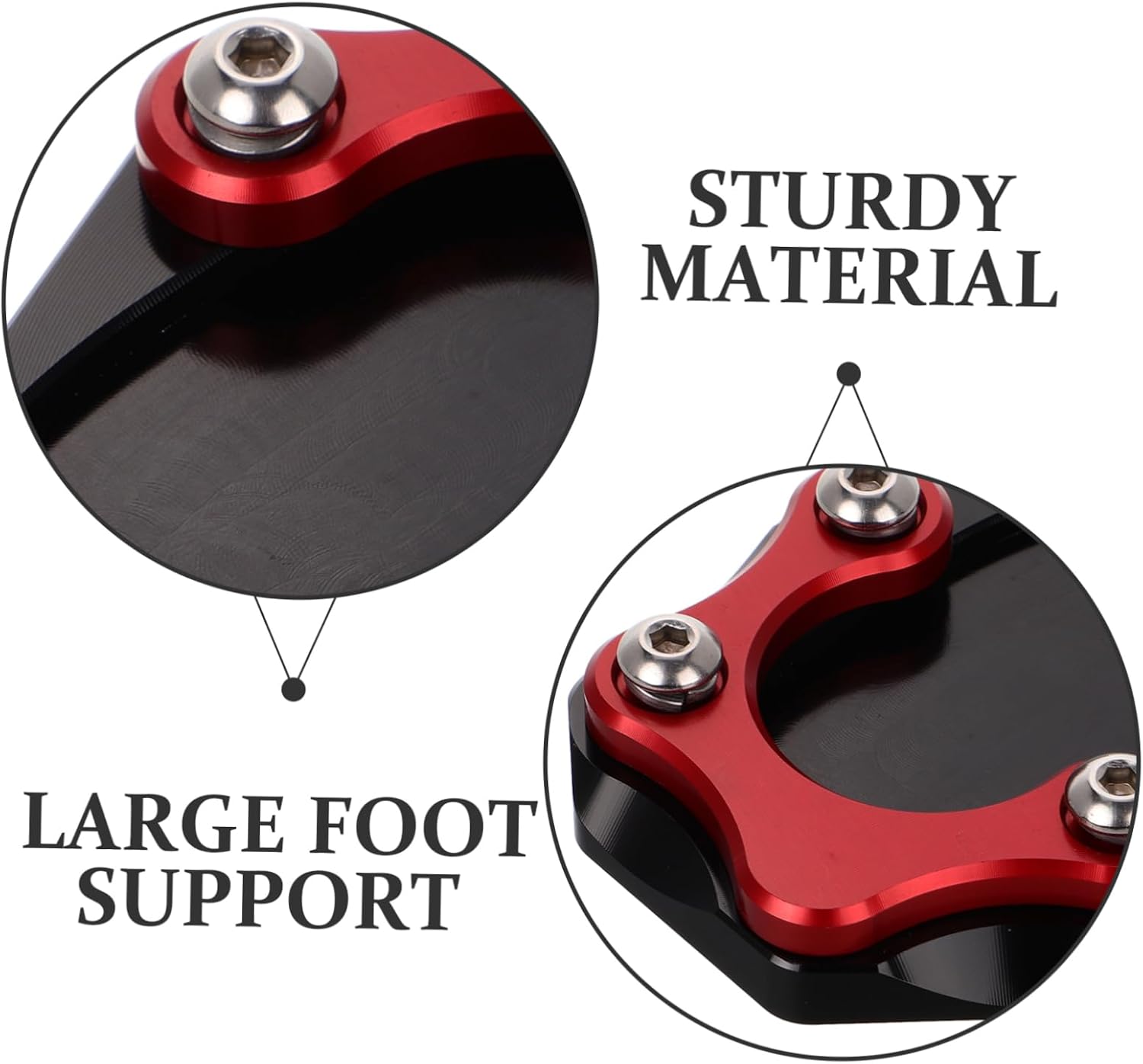 Motorcycle Kickstand Extension Pad Aluminum Alloy Red Anti-slip Base
