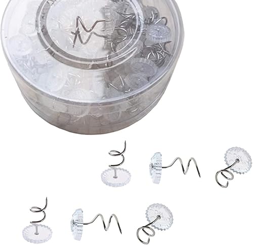 lasenersm 100 piezas de alfileres giratorios de cabeza transparente, pasadores en espiral, cojín de sofá, pasadores de torsión fijos, pasadores de