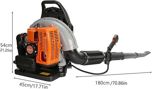 Miniatura 7 de Soplador de hojas de mochila, soplador de nieve inalámbrico a gas 63CC 2 tiempos 665 CFM, soplador de polvo de motor de un solo cilindro, limpiador