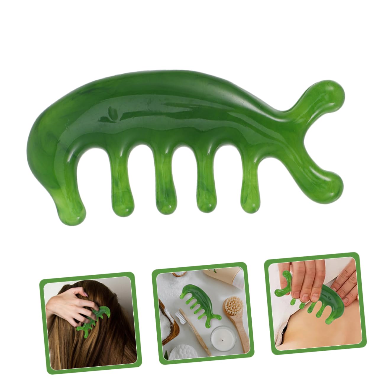 SHERCHPRY 5 Series Peine De Masaje Del Cuero Cabelludo Básico Peine De Masajes Para Piel De Cuidado Del Cabello De Acupuntura De Anchos Jade Verde 2 Piezas X 5