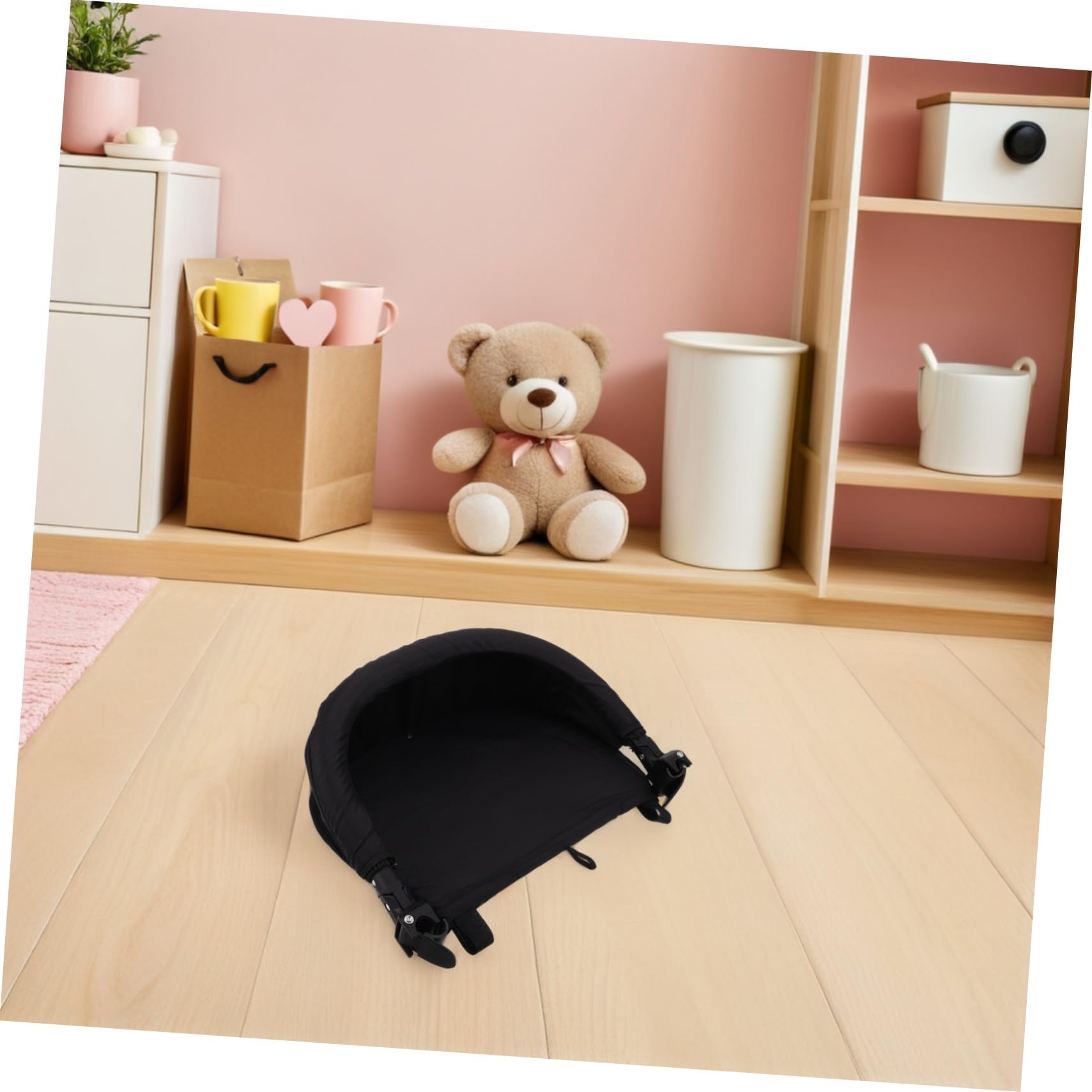 Reposapiés Plegable para Cochecito Infantil Ajustable Negro